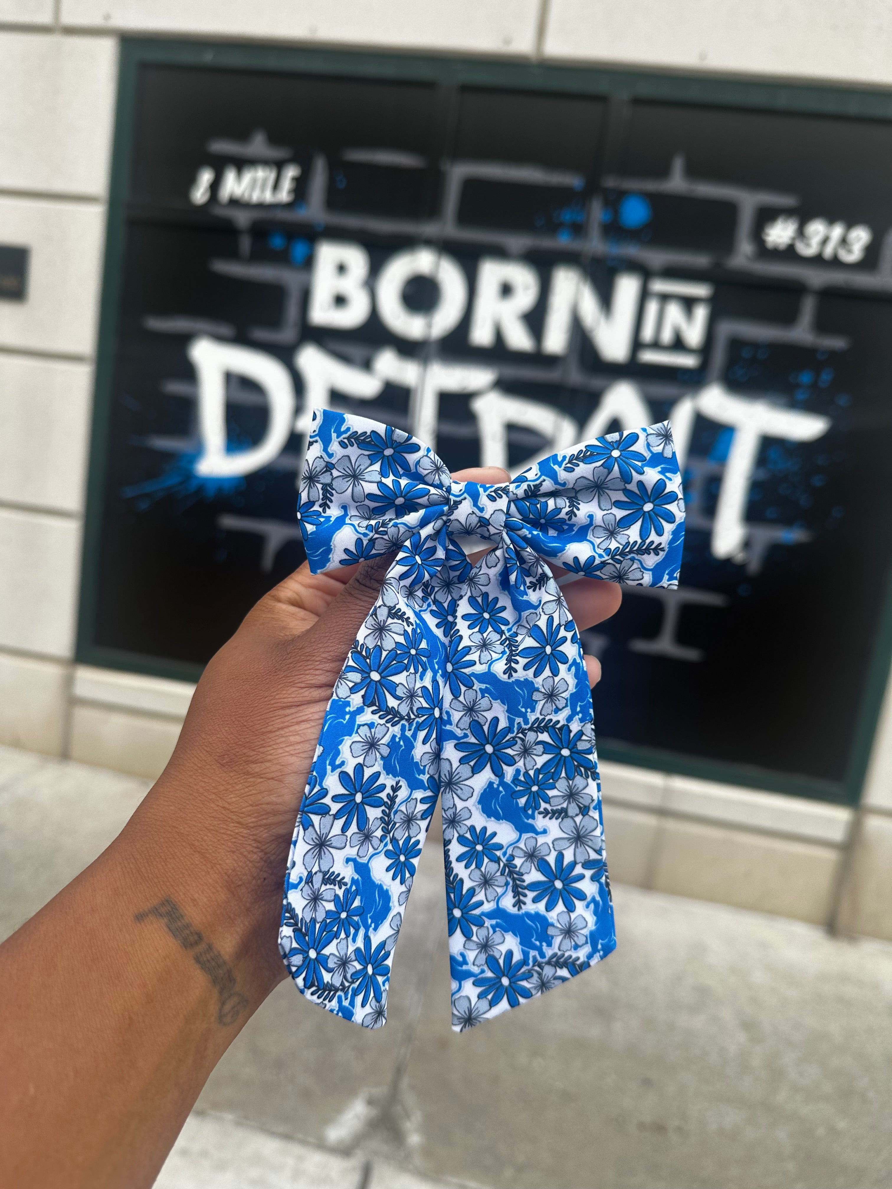 Game Day Floral Bow-Long