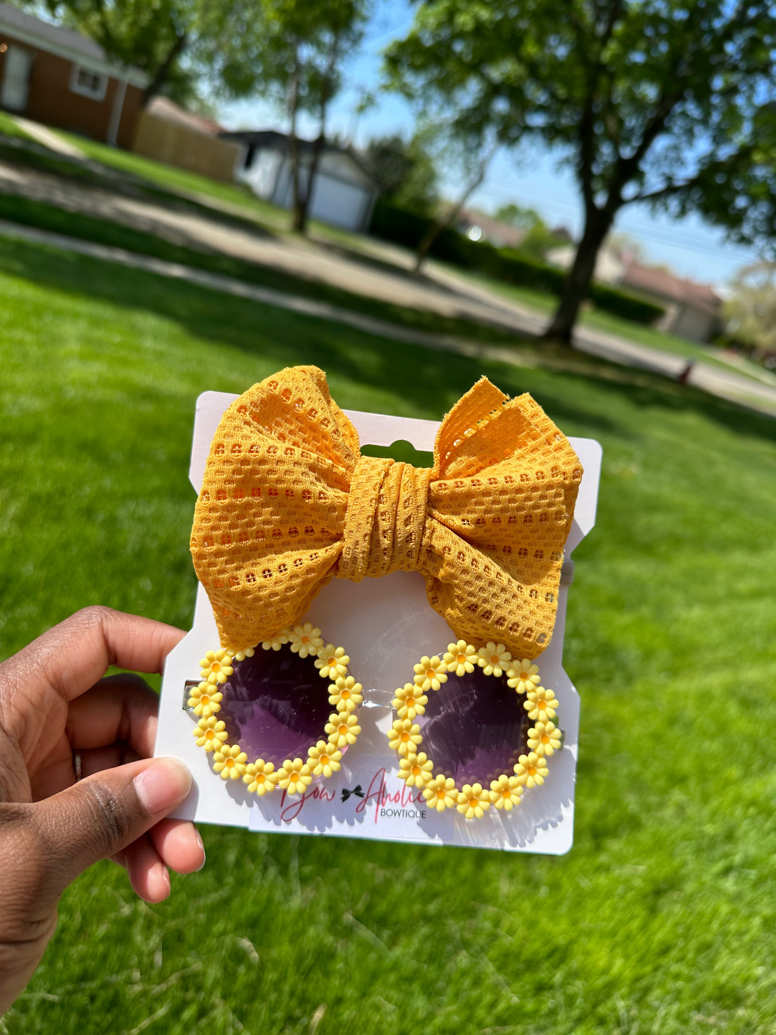 Headband bow and Daisy Sunnies- Yellow