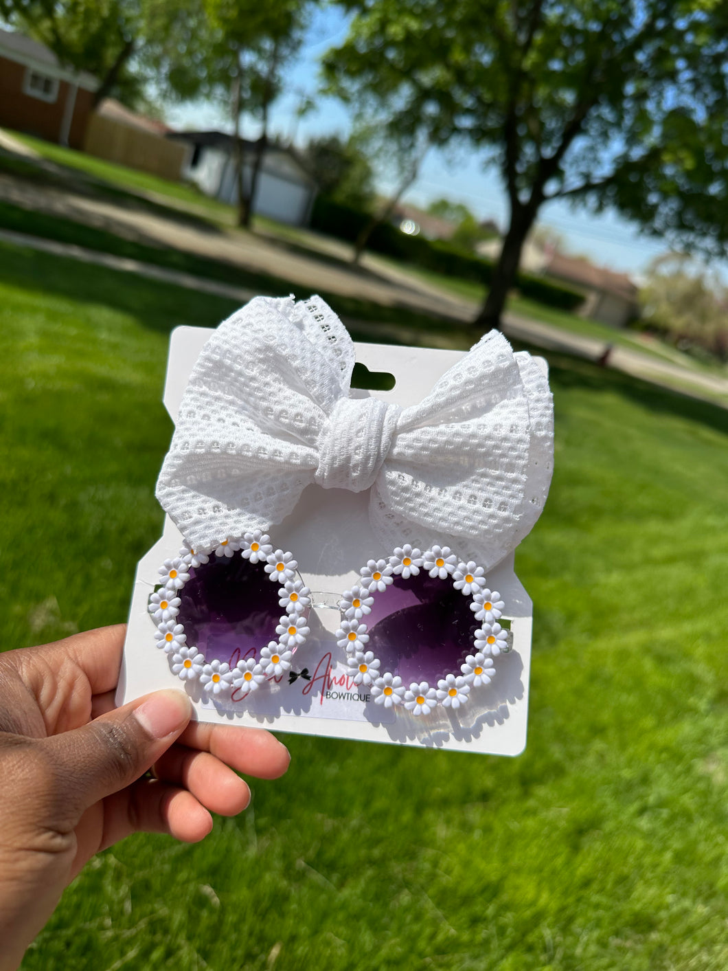 Bow-Aholic Bowtique Baby Headband hairbow and Sun Glasses