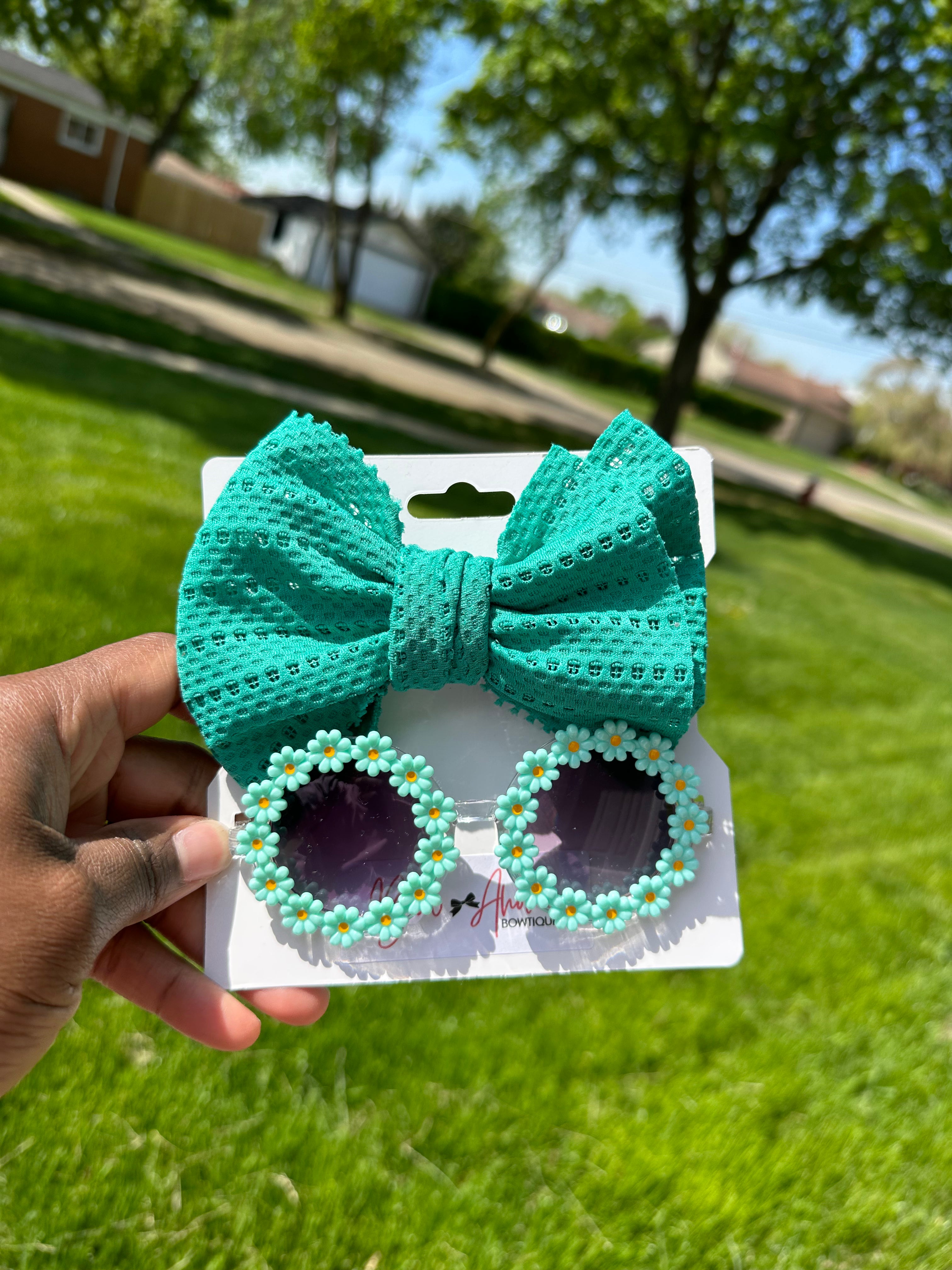 Headband bow and Daisy Sunnies- Teal