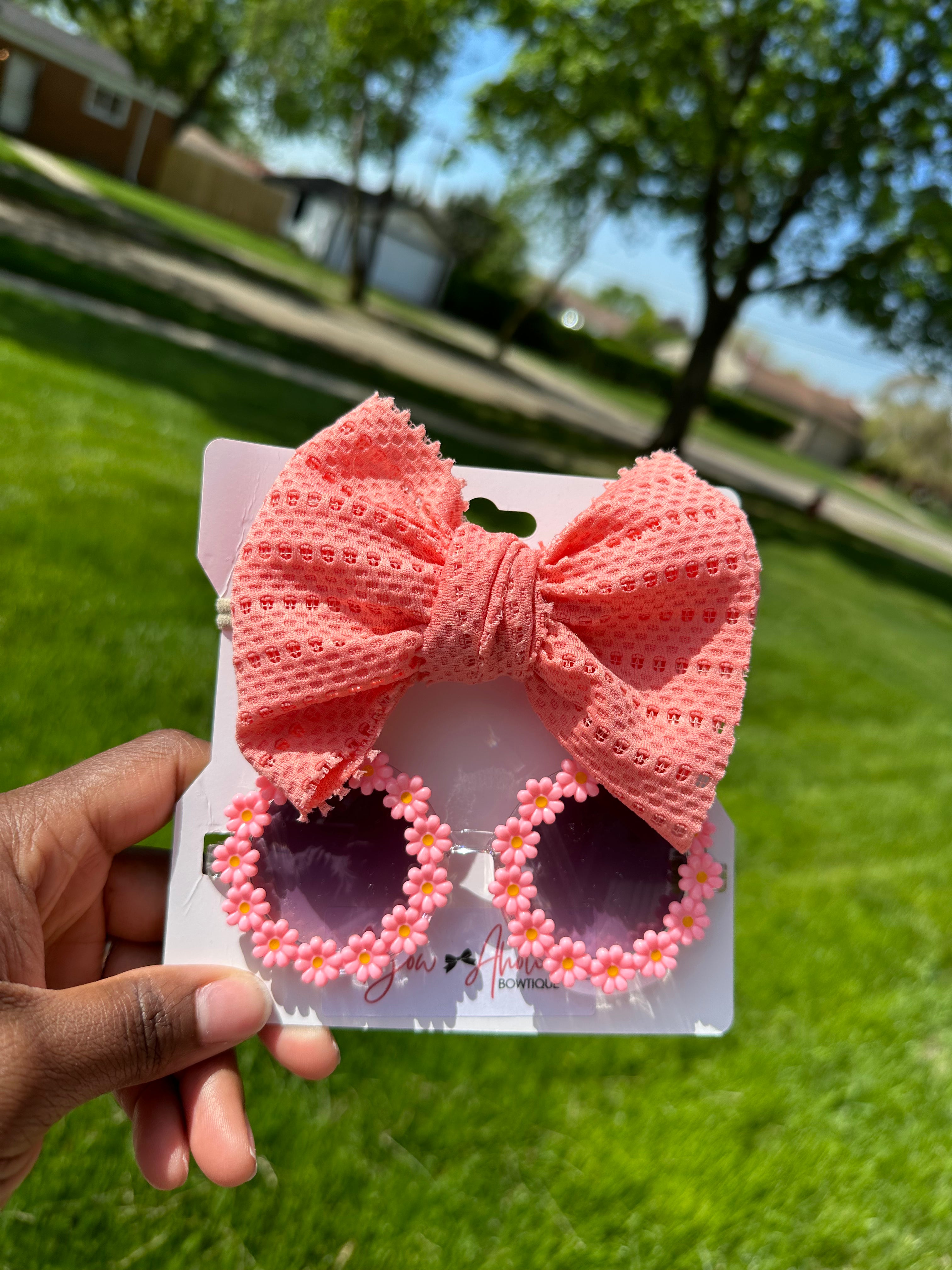 Headband bow and Daisy Sunnies- Peach