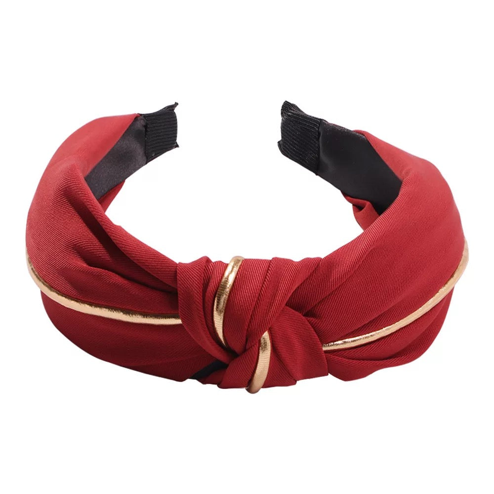 Gold trim knotted headband